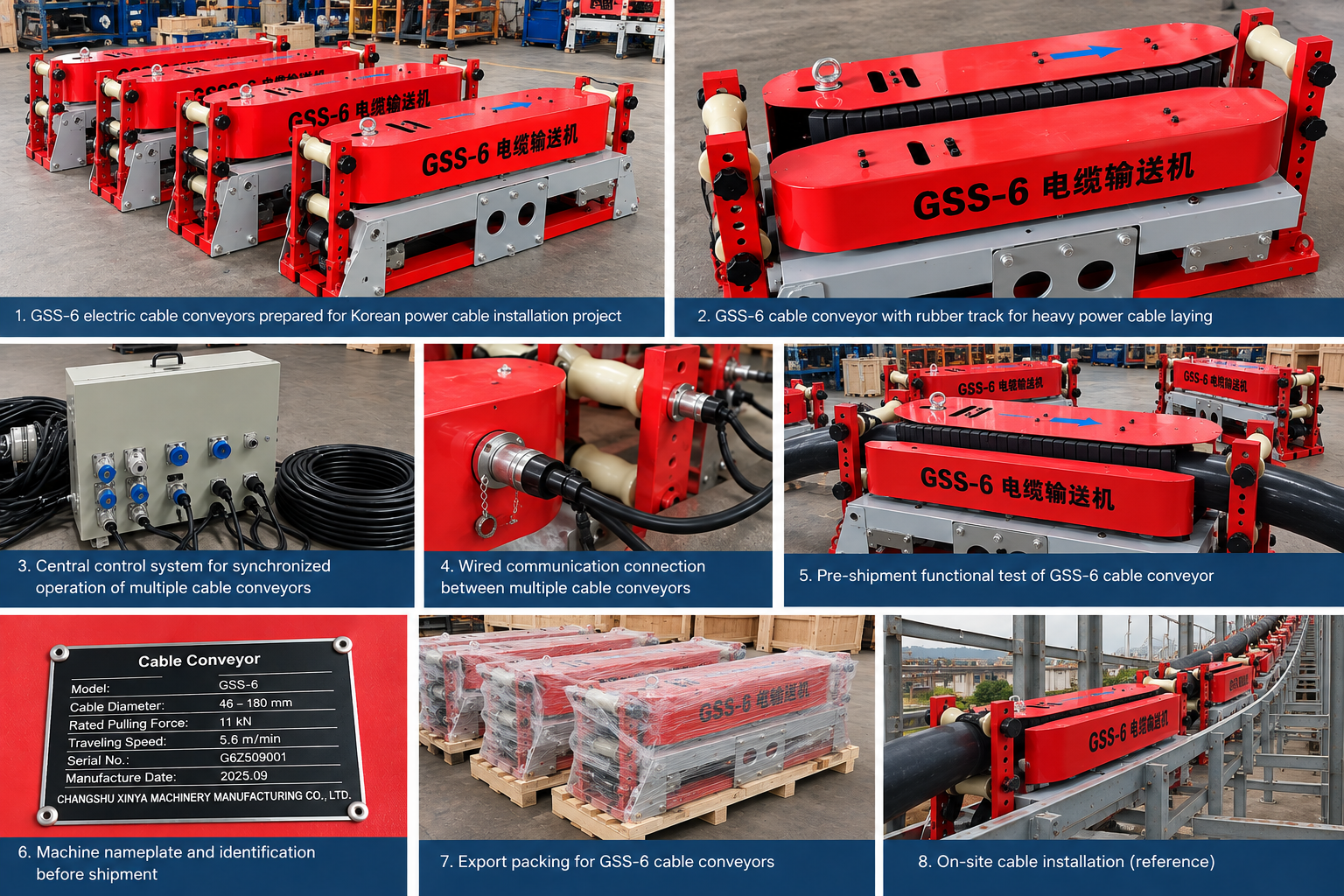 Latest company blogs about Customized GSS-6 Cable Conveyor with ≥11kN Pulling Force for Korean Power Cable Project