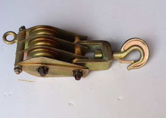 buy 10kN Three-Wheel Steel Hoisting Tackle with Galvanized Frame for Tower Erection and Lifting Pulley Applications online manufacture