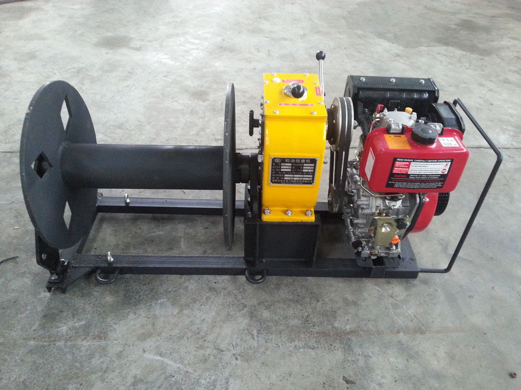 Diesel engine powered cable pulling winch machine